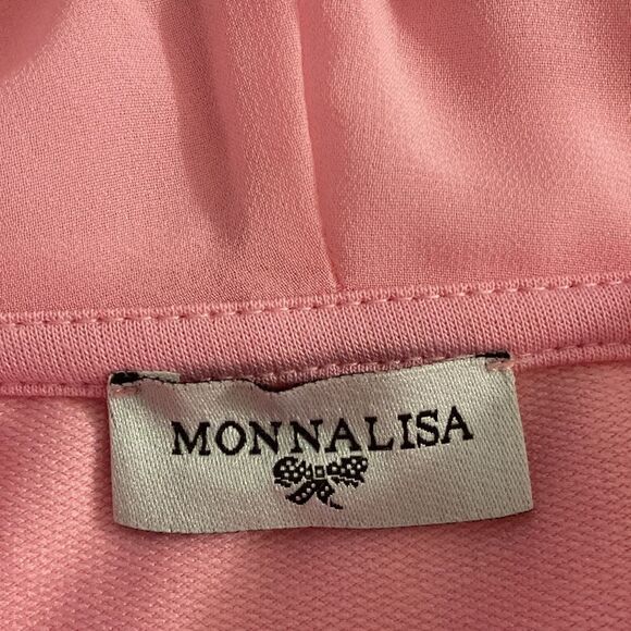 MonnaLisa 1968 Cotton Ruffled Cropped Hoodie in Pink. Size 12. - Picture 7 of 10